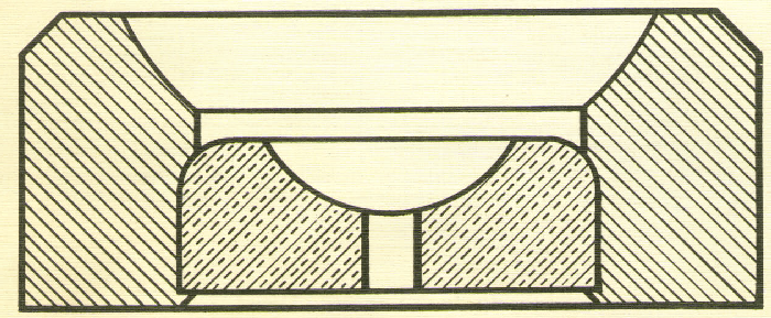 TD 102; Figure 2. An enlarged sectional view of the escape upper setting and jewel, in which the jewel has been forced friction tight into the setting.